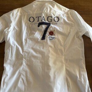 Canterbury Otago Rugby Shirt Mens Large Button Up White Cotton Long Sleeve Shirt